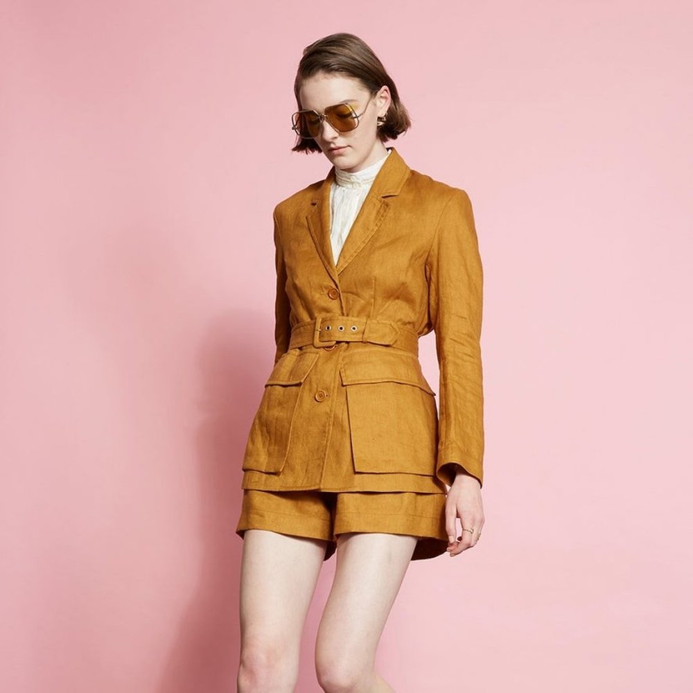 Karen Walker Linen Chamomile Blazer, US 6, NWT